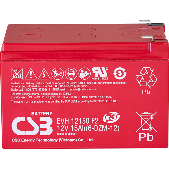 EVH 12150 Аккумуляторная батарея CSB BATTERY 4,6 ABS (акрило-бутадиен-стирол) EVH-12150