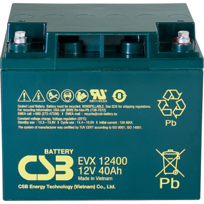 EVX 12400 Аккумуляторная батарея CSB BATTERY 13,2 ABS (акрило-бутадиен-стирол) EVX-12400