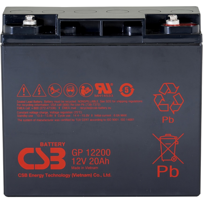 GP 12200 Аккумуляторная батарея CSB BATTERY 6,4 ABS (акрило-бутадиен-стирол) GP-12200