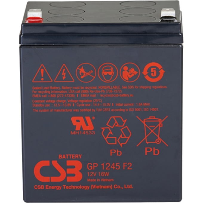 GP 1245(16W) Аккумуляторная батарея CSB BATTERY 1,34 ABS (акрило-бутадиен-стирол) GP-1245(16W)