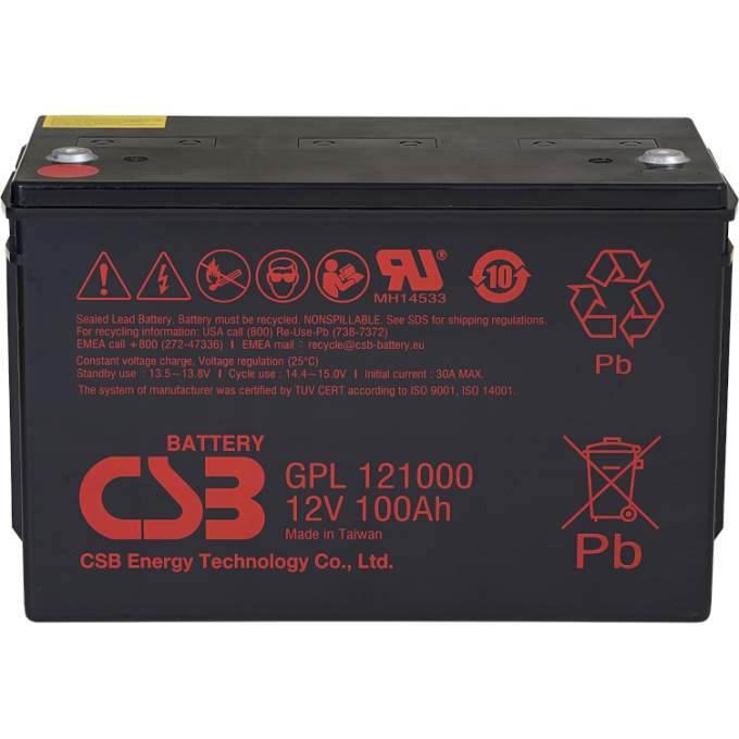 GPL 121000 Аккумуляторная батарея CSB BATTERY 33,5 ABS (акрило-бутадиен-стирол) GPL-121000