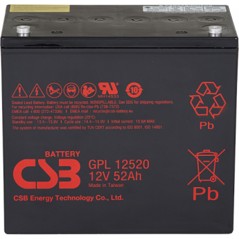 GPL 12520 Аккумуляторная батарея CSB BATTERY 17,8 ABS (акрило-бутадиен-стирол)