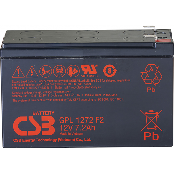 GPL 1272 Аккумуляторная батарея CSB BATTERY 2,6 ABS (акрило-бутадиен-стирол) GPL-1272