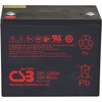 GPL 12800 Аккумуляторная батарея CSB BATTERY 25,6 ABS (акрило-бутадиен-стирол)