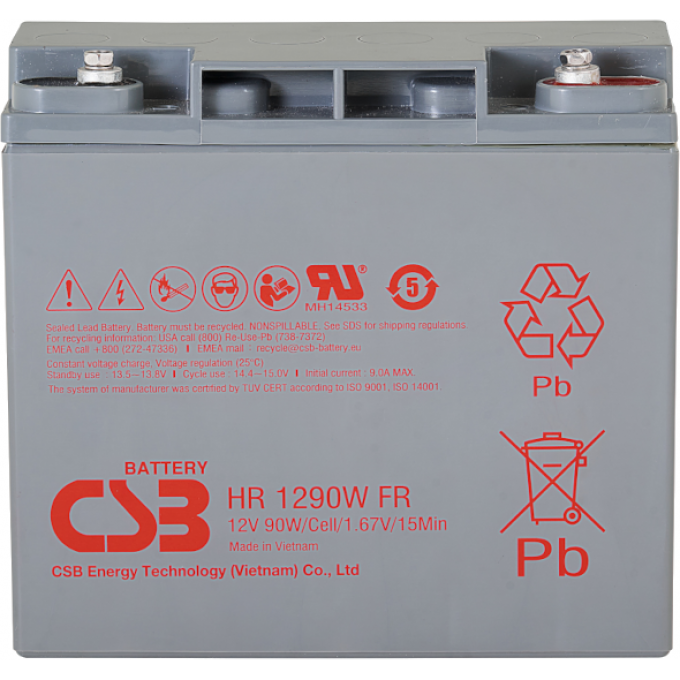 HR 1290W Аккумуляторная батарея CSB BATTERY 6,8 ABS (акрило-бутадиен-стирол) HR-1290W