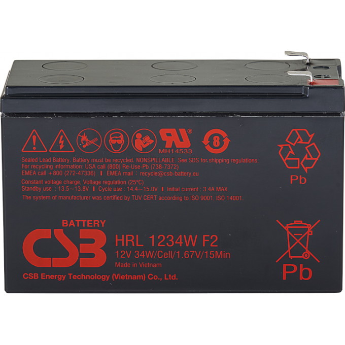 HRL 1234W Аккумуляторная батарея CSB BATTERY 2,7 64,8x98,6x150,9 HRL-1234W