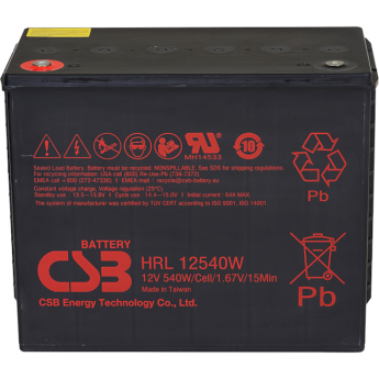 HRL 12540W Аккумуляторная батарея CSB BATTERY 43,9 170x275,7x343 HRL 12540W Аккумуляторная батарея CSB BATTERY 43,9 170x275,7x343