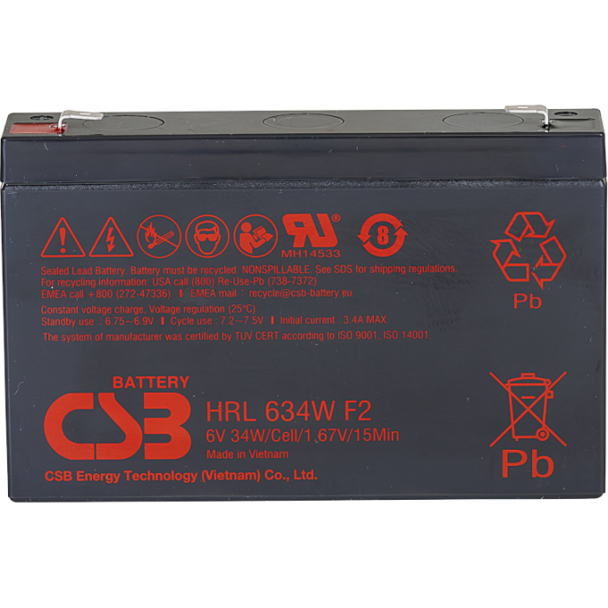 HRL 634W Аккумуляторная батарея CSB BATTERY 1.32 34x98.6x150.9 HRL-634W
